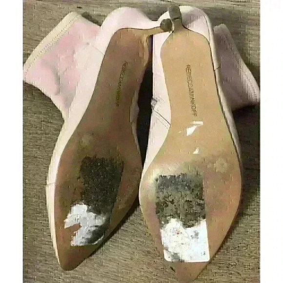 REBECCA MINKOFF Womens Pink Sz 6.5 Siya Pointed Toe Kitten Heel Leather Booties - Picture 6 of 9